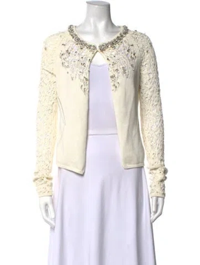 Pre-owned Ermanno Scervino Patterned Open Front Sweater In Neutrals