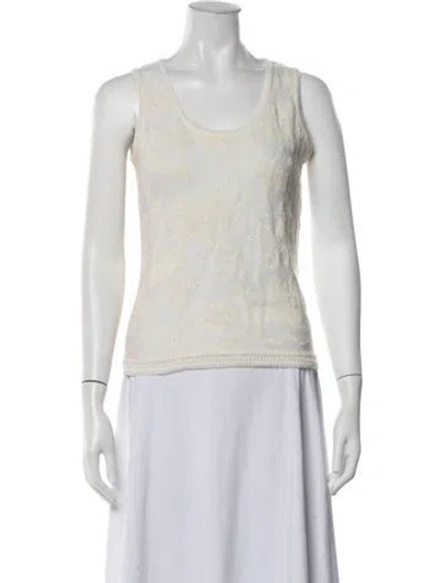 Pre-owned Ermanno Scervino Patterned Scoop Neck Top In Neutrals