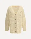 Ermanno Scervino Perforated Cashmere Cardigan In Neutral