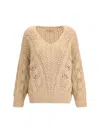 Ermanno Scervino Perforated Cashmere Sweater In Brown