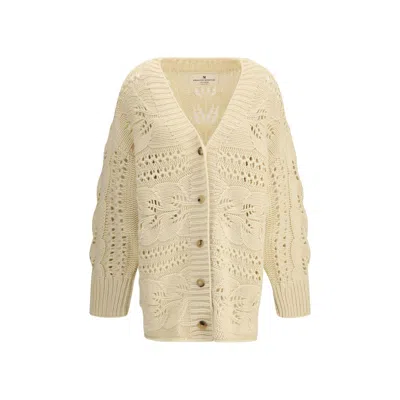 Ermanno Scervino Perforated Cashmere Cardigan In Neutral