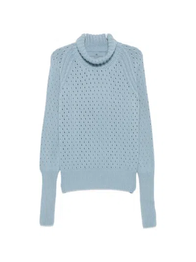 Ermanno Scervino Perforated-knit Roll-neck Sweater In Blue