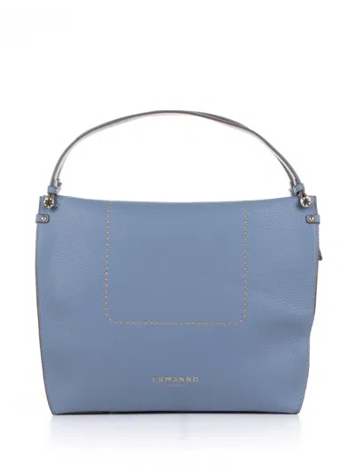 Ermanno Scervino Petra Light Blue Leather Shopping Bag In Azzurro