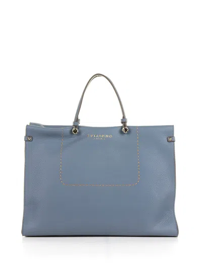 Ermanno Scervino Petra Light Blue Shopping Bag In Textured Eco-leather In Azzurro