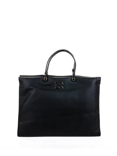Ermanno Scervino Petra Tote Bag In Black Hammered Eco-leather
