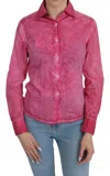 Ermanno Scervino Pink Collared Long Sleeve Shirt Blouse Women's Top In Pink