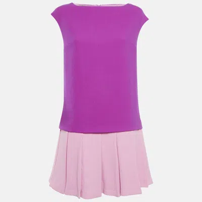 Ermanno Scervino Pink Crepe Pleated Sleeveless Mini Dress