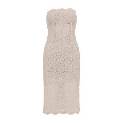 Ermanno Scervino Lace Midi Dress In Neutral