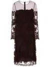 Ermanno Scervino Abito Midi Pizzo In Brown