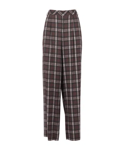 Ermanno Scervino Plaid Casual Pants In Brown