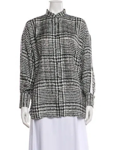 Pre-owned Ermanno Scervino Plaid Print Long Sleeve Blouse In White