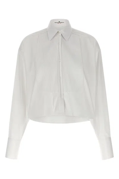Ermanno Scervino Plastron Cotton Shirt In Gray