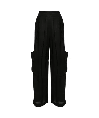 Ermanno Scervino Pleat-detail Linen Trousers In Black