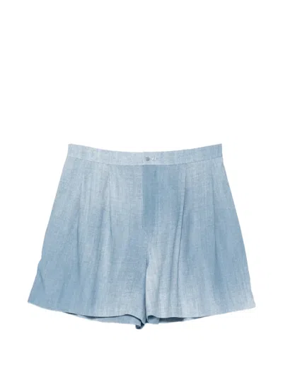 Ermanno Scervino Pleated Buttoned Shorts In Blue