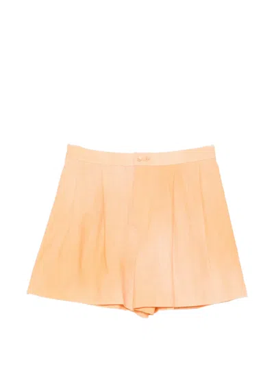 Ermanno Scervino Pleated Buttoned Shorts In Orange