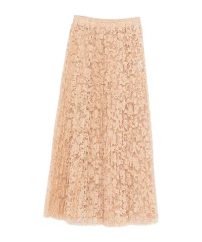 ERMANNO SCERVINO PLEATED FLORAL-LACE SKIRT