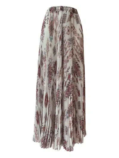 Ermanno Scervino Pleated Floral-print Midi Skirt In Neutral