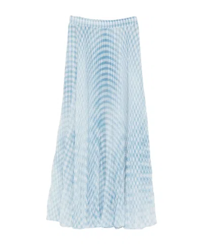 Ermanno Scervino Pleated Gingham Skirt In Blue