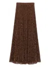 Ermanno Scervino Pleated Lace Maxi Skirt In Brown