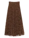 Ermanno Scervino Pleated Lace Maxi Skirt In Brown