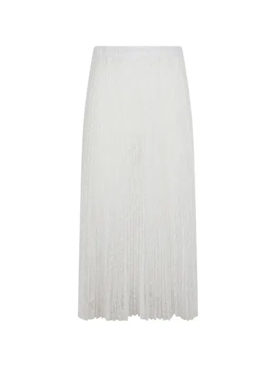 Ermanno Scervino Pleated Lace Skirt In White