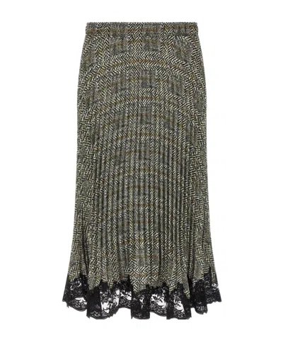 Ermanno Scervino Pleated Lace-trim Midi Skirt In Multi