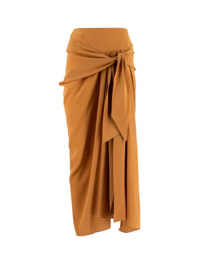 Ermanno Scervino Pleated Long Silk Skirt