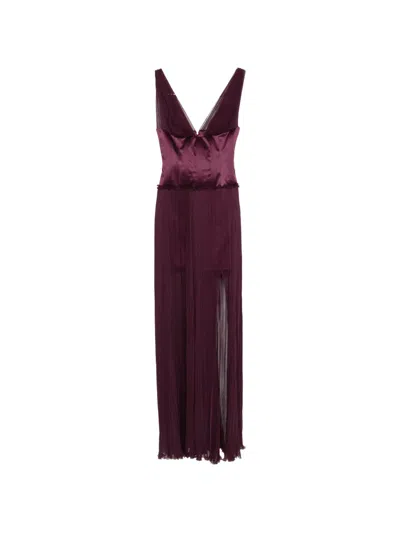 Ermanno Scervino Pleated Maxi Dress In Purple