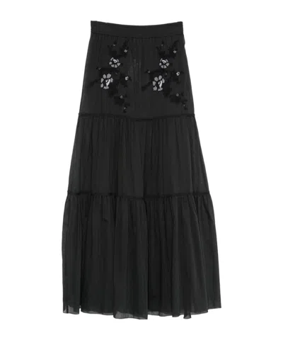 Ermanno Scervino Pleated Midi Skirt In Black