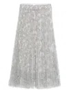 Ermanno Scervino Midi Skirt With Floral Lace Overlay In Blue