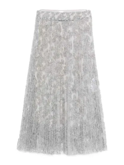 Ermanno Scervino Pleated Midi Skirt In Blue