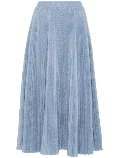 Ermanno Scervino Pleated Midi Skirt In Blue