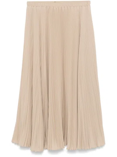 Ermanno Scervino Pleated Midi Skirt In Brown