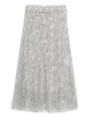 Ermanno Scervino Midi Skirt With Floral Lace Overlay In Gray