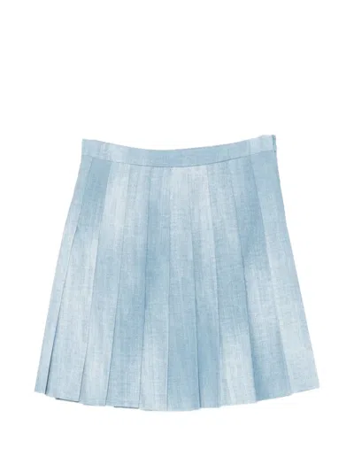 Ermanno Scervino Pleated Mini Skirt In Blue