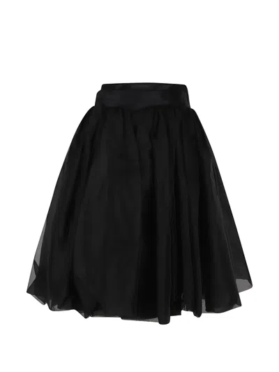 Ermanno Scervino Pleated Organza Skirt In Black