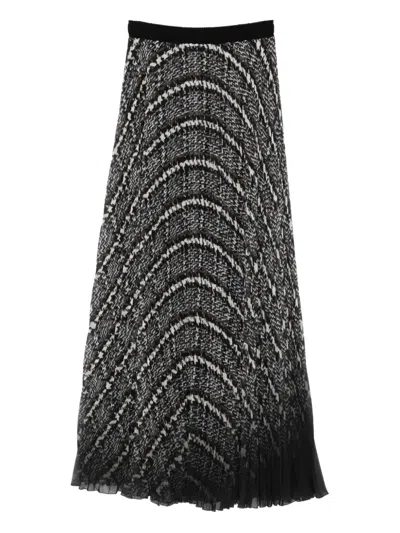 Ermanno Scervino Pleated Patterned Skirt In Black