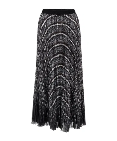 Ermanno Scervino Pleated Patterned Skirt In Black