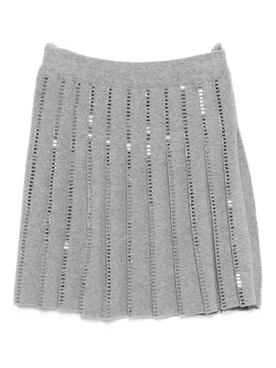 Ermanno Scervino Pleated Sequin-embellished Skirt In Gray