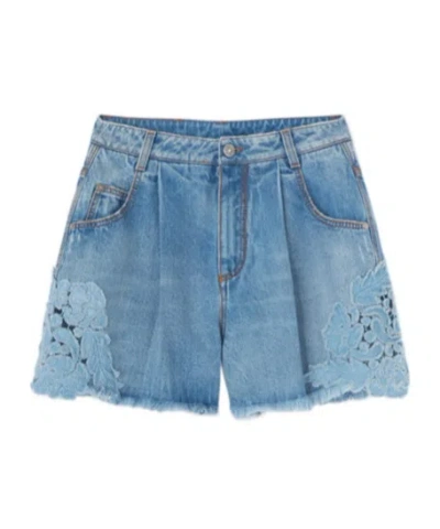Ermanno Scervino Pleated Shorts In Blue