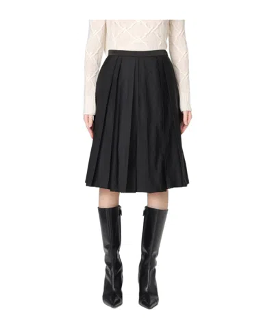 Ermanno Scervino Floral-embroidered Pleated Midi Skirt In Black