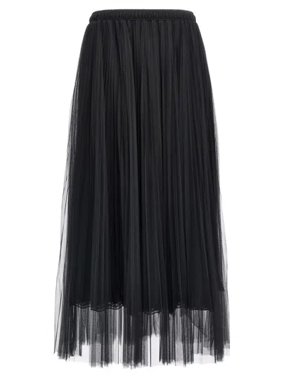 Ermanno Scervino Pleated Tulle Skirt Skirts In Black