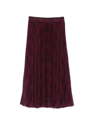 Ermanno Scervino Plissé-effect Patterned Midi Skirt In Burgundy