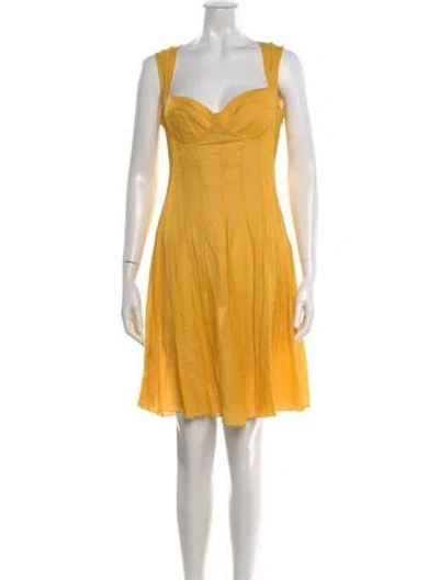 Pre-owned Ermanno Scervino Plunge Neckline Knee-length Dress In Yellow