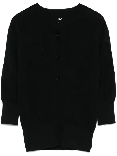 Ermanno Scervino Pointelle-knit Cardigan In Black