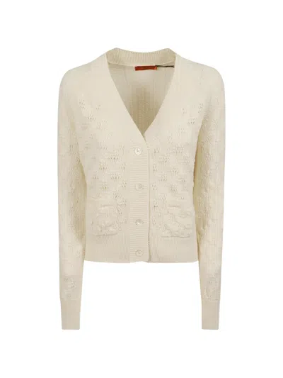 Ermanno Scervino Pointelle-knit Button-up Cardigan In Neutral