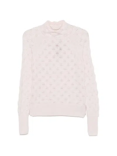 Ermanno Scervino Pointelle-knit High-neck Sweater In 핑크