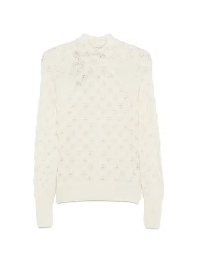 Ermanno Scervino Pointelle-knit High-neck Sweater In Neutral