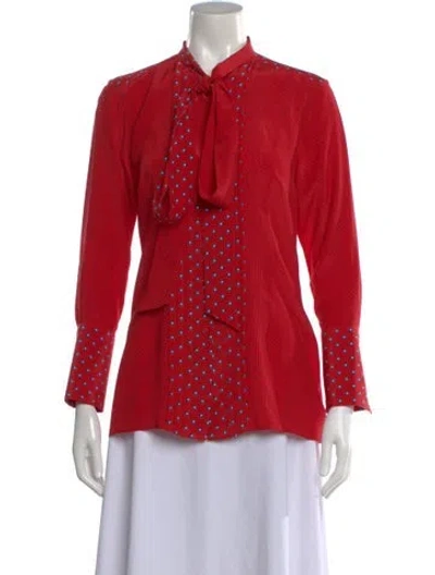 Pre-owned Ermanno Scervino Polka Dot Print Long Sleeve Top In Red
