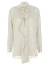 Ermanno Scervino Polka Dot Shirt Flower Brooch In Neutral